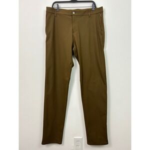 Lululemon Commission Slim Fit Pant 36 Tall Brown Warpstreme Chino Trousers Mens